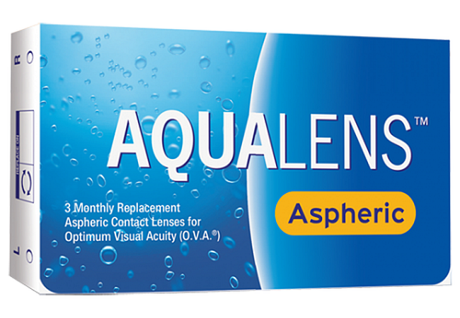 Aqualens aspheric UV, φακοί επαφής μηνιαίας αντικατάστασης, ελαφρώς χρωματισμένοι (6 φακοί)