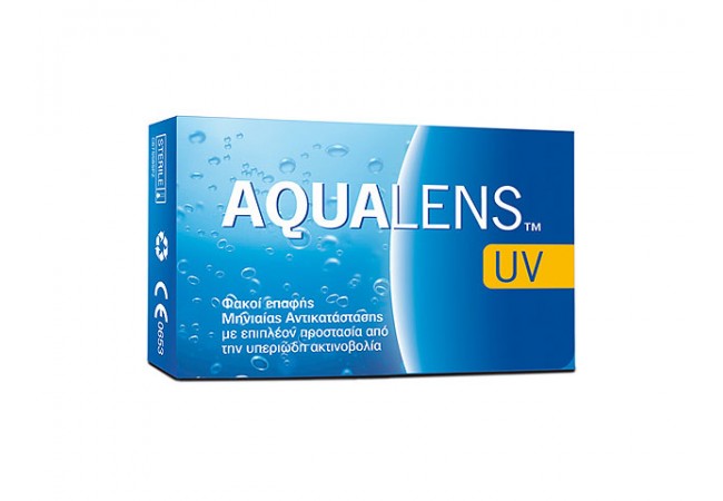 Aqualens aspheric UV, φακοί επαφής μηνιαίας αντικατάστασης, ελαφρώς χρωματισμένοι (6 φακοί)